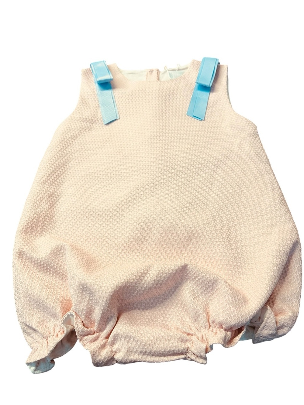 Eliza James Kids Pink Bubble Romper with Light Blue Strap Accents Size 2T NWT